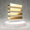 Text Align Justify icon. Shiny golden Text Align Justify symbol on white marble podium