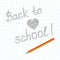 The text `Back to school` with a heart on paper with a simple pencil