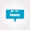 Text beauty. Social concept . Labels with text, heart, camera and counters