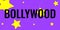 Text Bollywood on purple background with stars