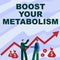 Text caption presenting Boost Your Metabolism. Business concept Increase the efficiency in burning body fats Two Men