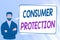 Text caption presenting Consumer Protection. Business showcase regulation that aim to protect the rights of consumers
