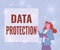 Text caption presenting Data Protection. Business showcase safeguarding information away from a possible data breach