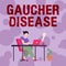 Text caption presenting Gaucher Disease. Word for autosomal recessive inherited disorder of metabolism Woman Sitting