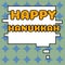 Text caption presenting Happy Hanukkah. Business idea a day related with scary aspect, haunted house, and a candy