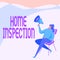 Text caption presenting Home Inspection. Conceptual photo Examination of the condition of a home related property Woman