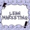 Text caption presenting Lean Marketing. Business overview in charge of testing retailing strategy and spot which works