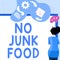 Text caption presenting No Junk Food. Conceptual photo Stop eating unhealthy things go on a diet give up burgers fries