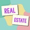 Text caption presenting Real Estate. Business concept total property consisting of both natural resource and building