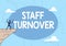 Text caption presenting Staff Turnover. Word Written on The percentage of workers that replaced by new employees