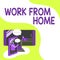 Text caption presenting Work From Home. Business approach Work From Home Two Colleagues Sharing Thoughts With Speech