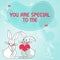 Text caption presenting YOU ARE SPECIAL TO ME. Conceptual photo Admiring lover on Valentines Day Bunnies with heart