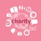 Text Charity. Social concept . Set of flat icons for mobile app and web