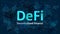 Text Defi - decentralized finance on dark blue abstract polygonal background.
