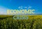 Text ECONOMIC CRISIS against defocused agriculture field message. Global hunger, food crisis, inflation, high prices