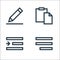 Text editor line icons. linear set. quality vector line set such as align right, right indent, paste