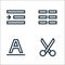 Text editor line icons. linear set. quality vector line set such as scissors, font, columns