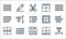 Text editor line icons. linear set. quality vector line set such as text, save, border, border, right indent, align left, border,