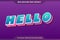 Text effect in 3d colorful gradient Hello words text effect theme editable retro concept