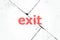 Text Exit. Social concept . Closeup of rough textured grunge background