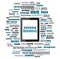 Text extreme business. Business concept . Word collage with tablet pc