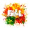 Text fall festival in paper style on multicolor background