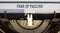 Text `fear of failure` typed on retro typewriter. Business concept. Beautiful background