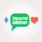 Text financial advisor. Business concept . Speech clouds stickers, arrow and heart