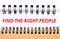 Text FIND THE RIGHT PEOPLE on white paper between white and brown spiral notepads