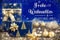 Text Frohe Weihnachten, Means Merry Christmas, Christmas Presents, Gold, Blue