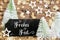 Text Frohes Fest, Means Happy Holidays, Rustic Christmas Tree Decor