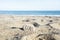 Text goals in a stone on the beach