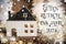Text Guten Rutsch 2024, Means Happy 2024, House, Christmas or Winter Background