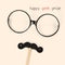 Text happy geek pride and eyeglasses and moustache forming a man