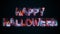 The text Happy Halloween, computer generated. Burning inscription. Capital letters. 3d rendering congratulatory