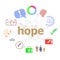 Text Hope. Business concept . Set of line icons and word typography on background