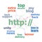 Text http. web design concept . Word cloud collage. Background with lines and circles
