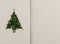 Text or logo empty copy space in vertical top view cardboard with natural eco decorated christmas tree pine.Xmas winter