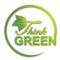 Text Logo Think Green Concept - Ecology and Green Energy in trendy style with Leaf Plant Elements and frame