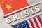 Text made from wooden letters and two flags, the concept of the crisis in relations between China and America