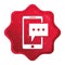 Text message phone icon misty rose red starburst sticker button