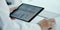 Text monkeypox in a tablet, web banner