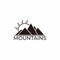 Text mountain sun geometric design symbol logo vector