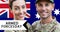 Text over caucasian mid adult male soldier with caucasian wife against british flag