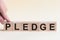 Text of Pledge on wooden cubes, concept