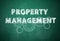 Text Property Management and gear images on chalkboard