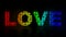 Text rainbow animation 2D. Animated stars in letters, love on black background. St. Valentine's day. Romantic