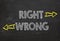 Text Right and Wrong. Right and Wrong information concept