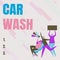 Text showing inspiration Car Wash. Word for a building containing equipment for washing cars or other vehicles Woman