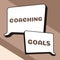 Text showing inspiration Coaching Goals. Business overview Amount of benefits which clients get from purchasing products